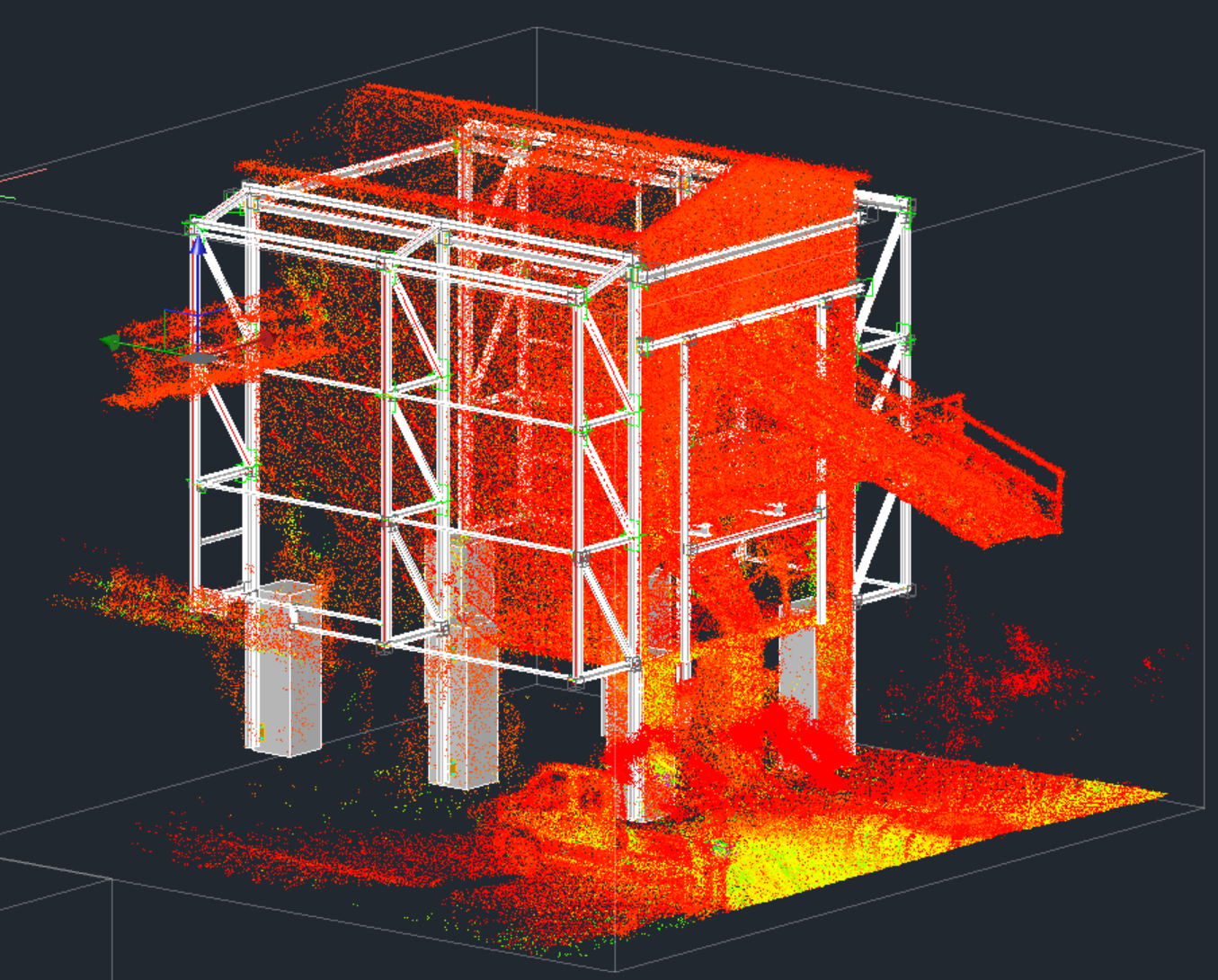 Sobreposição de modelo BIM com nuvem de pontos da pedreira